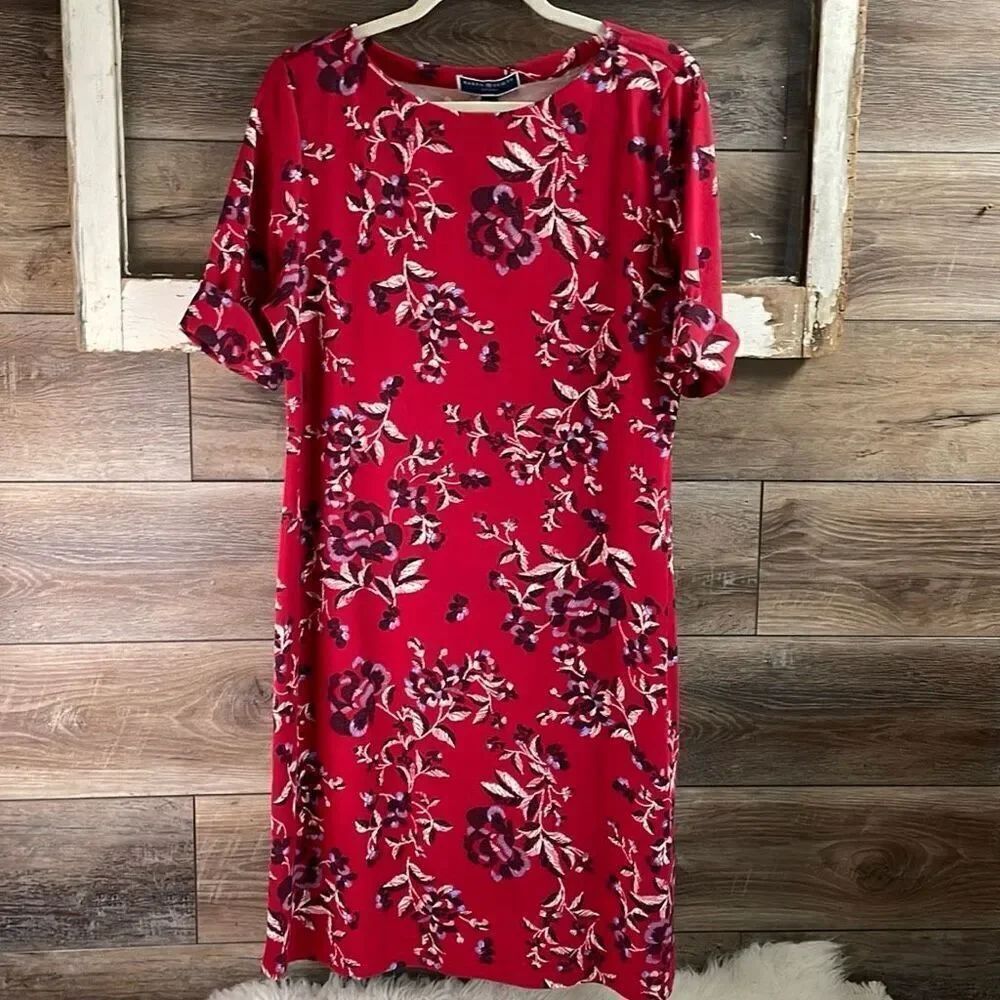 KAREN SCOTT NWT Ladies Floral New Red Amore Short Sleeve Shift Dress Size Large